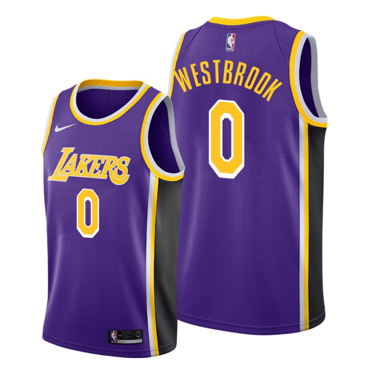 Men's Los Angeles Lakers Russell Westbrook #0 NBA 2021 Trade Statement Edition Purple Basketball Jersey FZM3483YL